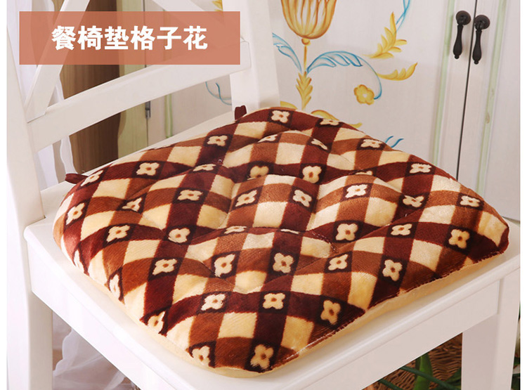 圣榜家纺 法莱绒小方垫 椅垫办公室餐椅垫坐垫棉布艺加厚 保暖透气凳子坐垫 白点豹纹-餐椅垫 38*40cm