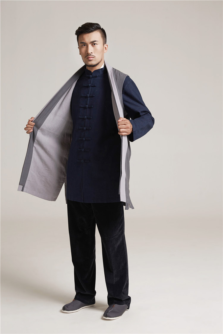德风堂唐装僧服帅气改良男士唐装马甲坎肩中式无扣异色衣襟上衣潮款