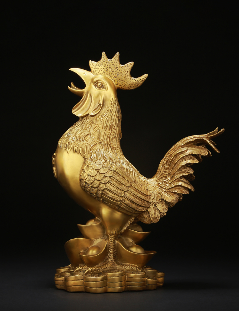 家居客厅玄关酒柜装饰品办公室招财风水工艺礼品0177 高23cm金鸡报喜