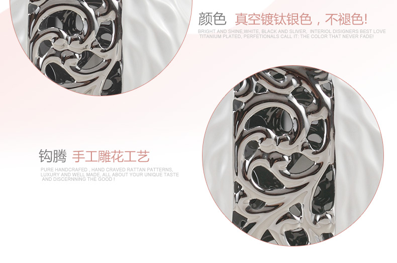 
                                        微饰界 装饰品酒柜摆件电视柜客厅工艺品家居摆设玄关陶瓷创意欧式 白银花瓶（花为赠品，拍下立赠）                