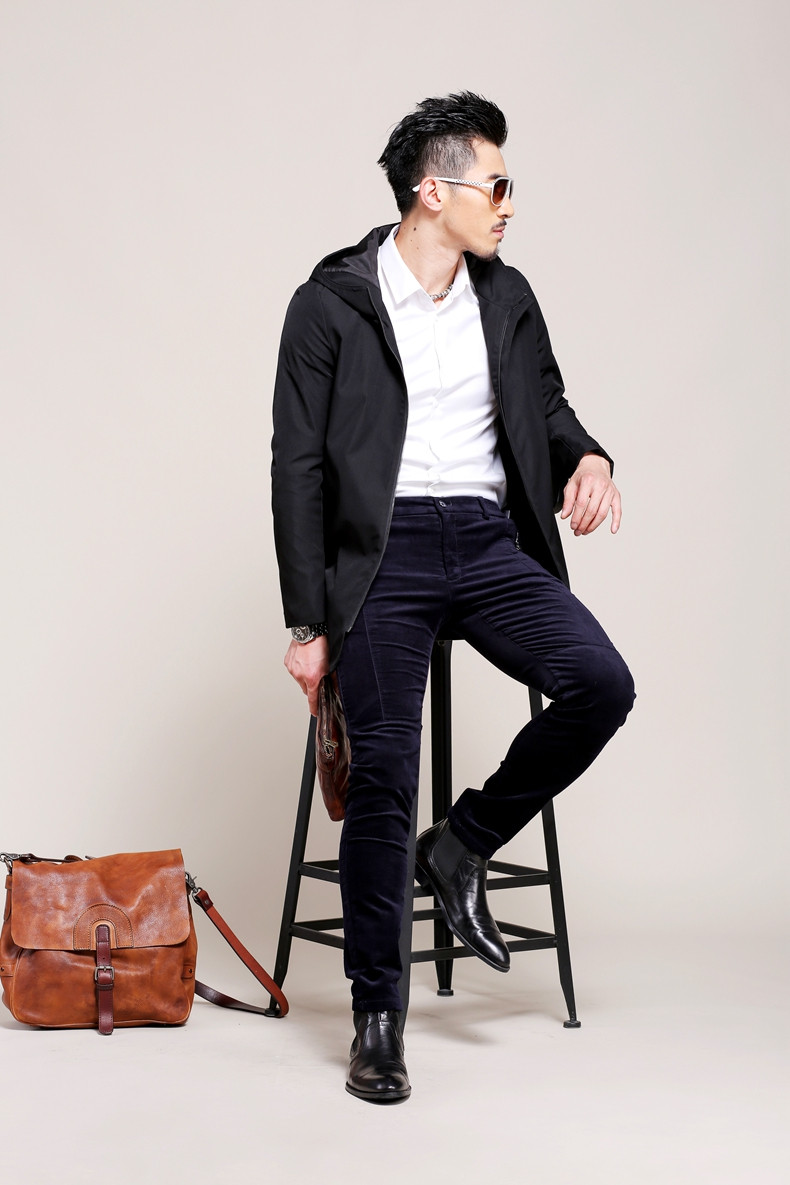 ikxo艾柯索春季韩版时尚宽松中长款薄款风衣外套休闲纯色上衣男装