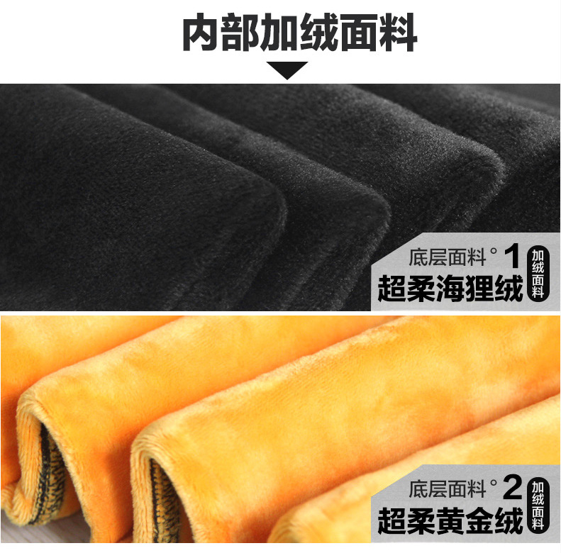 MKS打底裤女秋冬大码加绒加厚外穿高腰显瘦弹力小脚铅笔长裤 黑色黄金绒 L