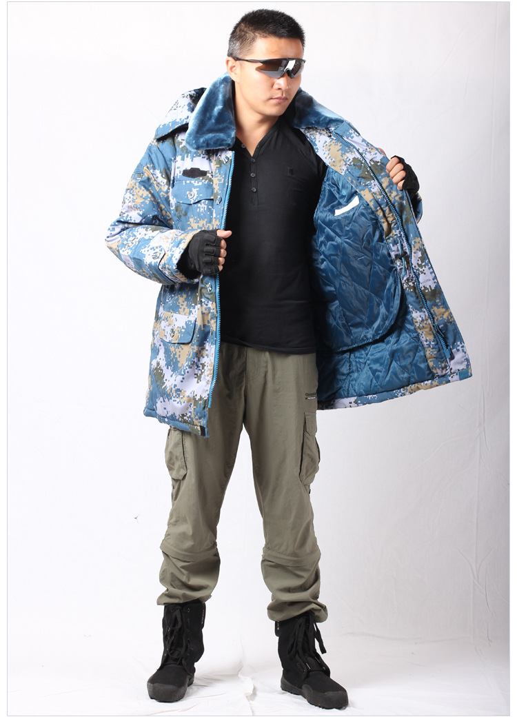 军迷服饰07海洋迷彩大衣 数码海洋作训大衣 防寒保暖棉衣 防风防水