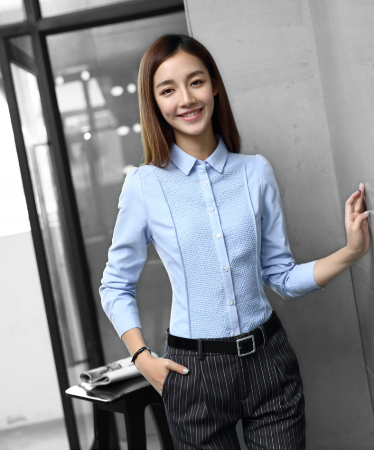 
                                        白衬衫女长袖棉立方2016秋装新款上衣加厚打底衫绣花修身棉衬衣女 本白 L                