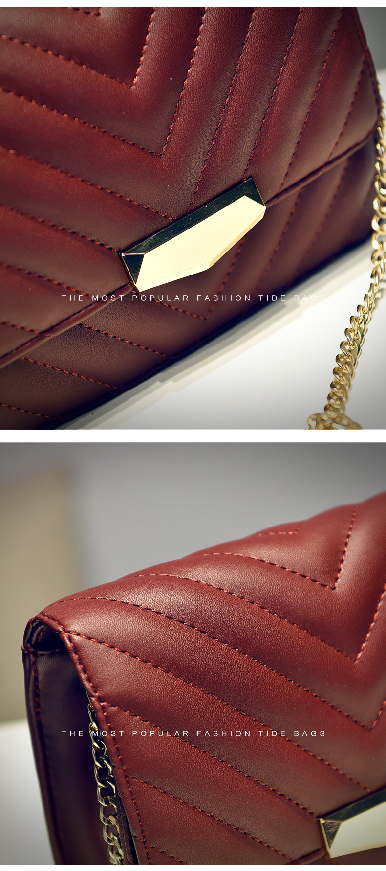 2015新款绣线五金包单肩斜挎包链条包潮流百搭时尚简约黑色经典款炫酷