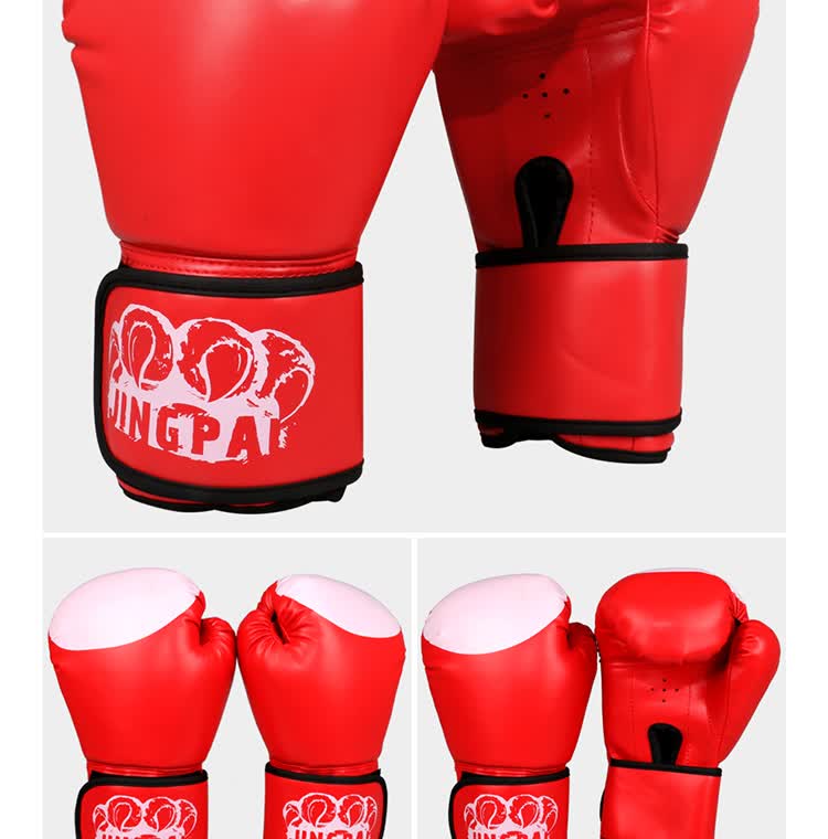 Jingpai Children's Boxing Gloves Set, Parent-Child Combination, Adult Women And Teenage Sanda Boxing Gloves, Foot Target, Punching Bag, Red 7