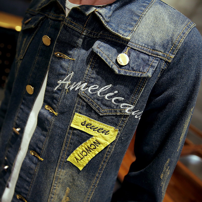 ktzzn牛仔外套男韩版潮修身牛仔衣夹克复古牛仔服上衣褂 k801 xxl