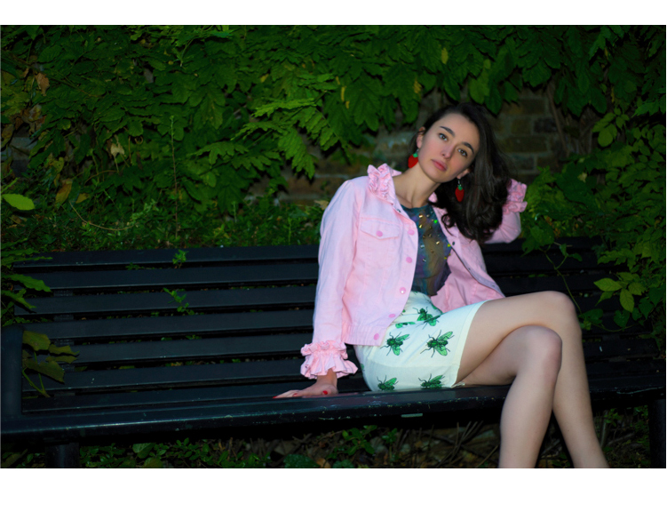 Mordorf2015秋季新款牛仔外套 欧美街头荷叶边短款女 粉红色 XL