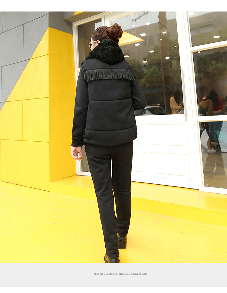 以澜 2015韩版秋冬装新款大码休闲运动服套装卫衣女三件套加厚加绒女士卫衣 1096 驼色 L