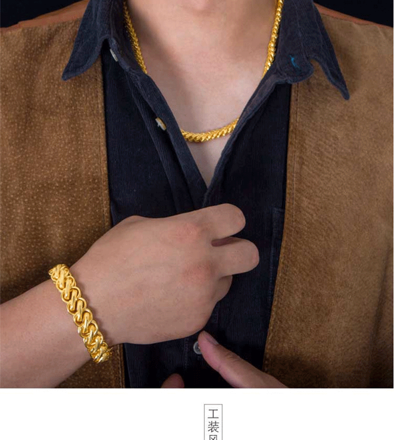 老凤凰386元/克 黄金项链 999足金 双福扣土豪老板泰国项链 显大显粗