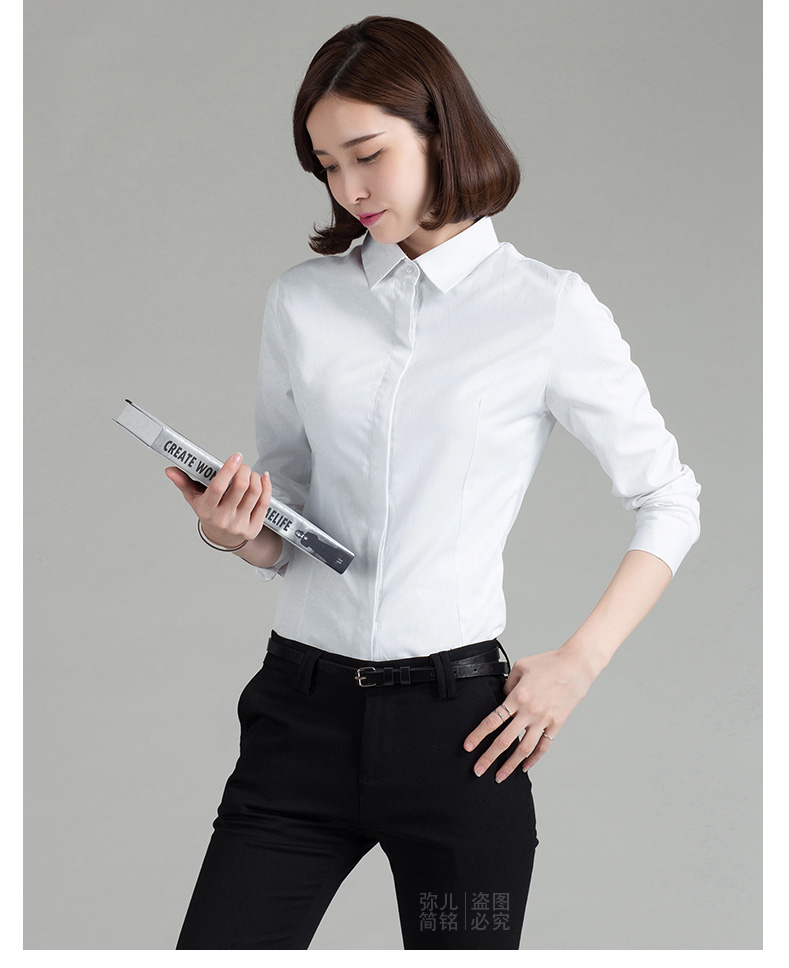 
                                        mineeor2017春装新品衬衫女长袖韩版女装百搭纯色镂空花边袖立领打底 长袖-白色 M                