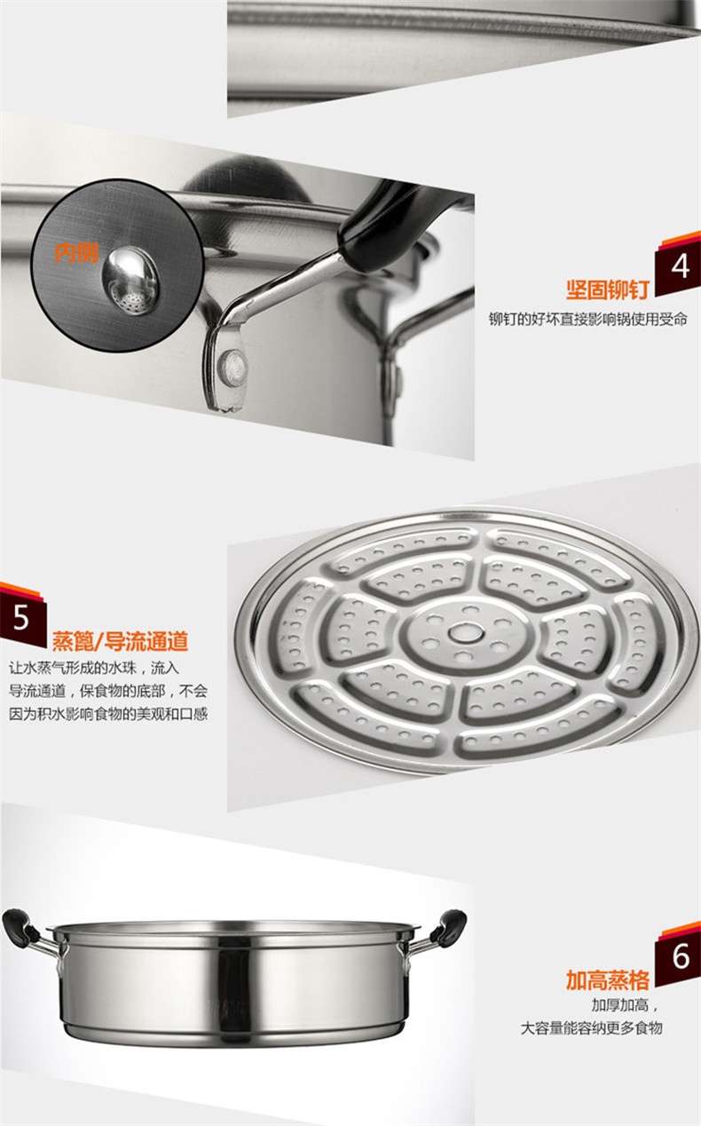 
                                        WOMI沃米 不锈钢三层加厚复底蒸锅  2层汤锅 燃气电磁炉通用WM-K503 30cm                