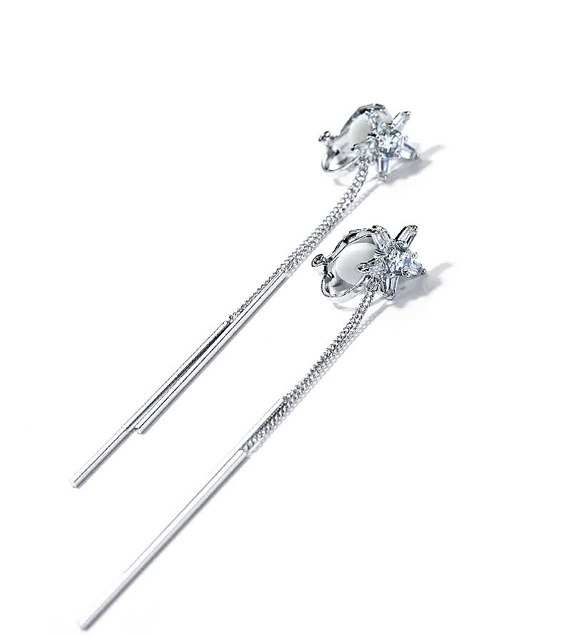 Dairuo No-Earring Ear Clips for Women, Long Tassel Design, Face-Slimming Effect, Practical Ear Studs, Versatile Daily Wear Jewelry, Gift Idea 4