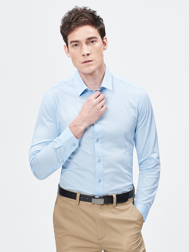 杉杉(firs)长袖衬衫男 韩版纯色简约时尚衬衣男 cvcb1272-5黑色 38