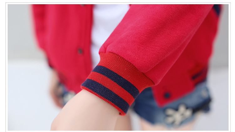 佳琳黛 秋冬新款修身上衣学生装开衫抓绒卫衣短外套棒球服 红色 XL