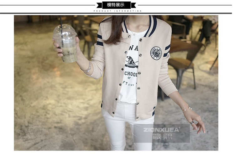 ZIONXUEA 新款时尚棒球服短外套女 气质显瘦大码短外套女 花色D M