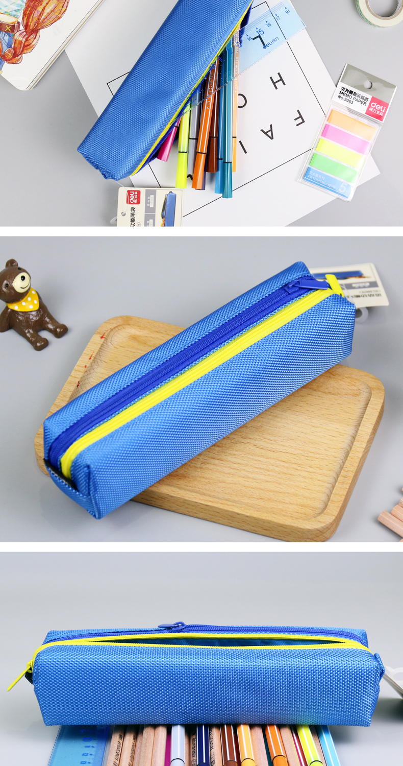 得力(deli) 笔袋男高中生中学生笔袋文具盒女大容量多功能笔袋创意 军