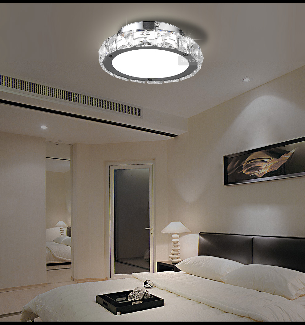 长歌led吸顶灯卧室水晶灯节能阳台水晶灯过道灯饭厅卫生间玄关灯 18cm