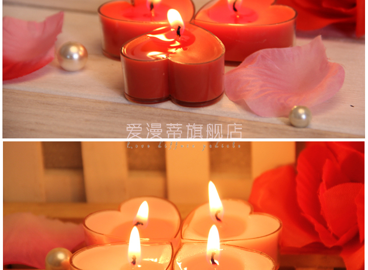心形蜡烛浪漫求婚道具小蜡烛 生日表白告白蜡烛 烛光晚餐布置20只装 心形蜡烛5色混装 20粒 送花瓣300片