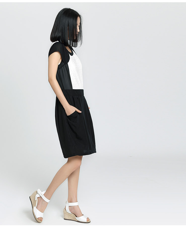 女装 连衣裙 片断(dribs&drabs) 片断2016夏装新品 棉蕾丝拼接撞色