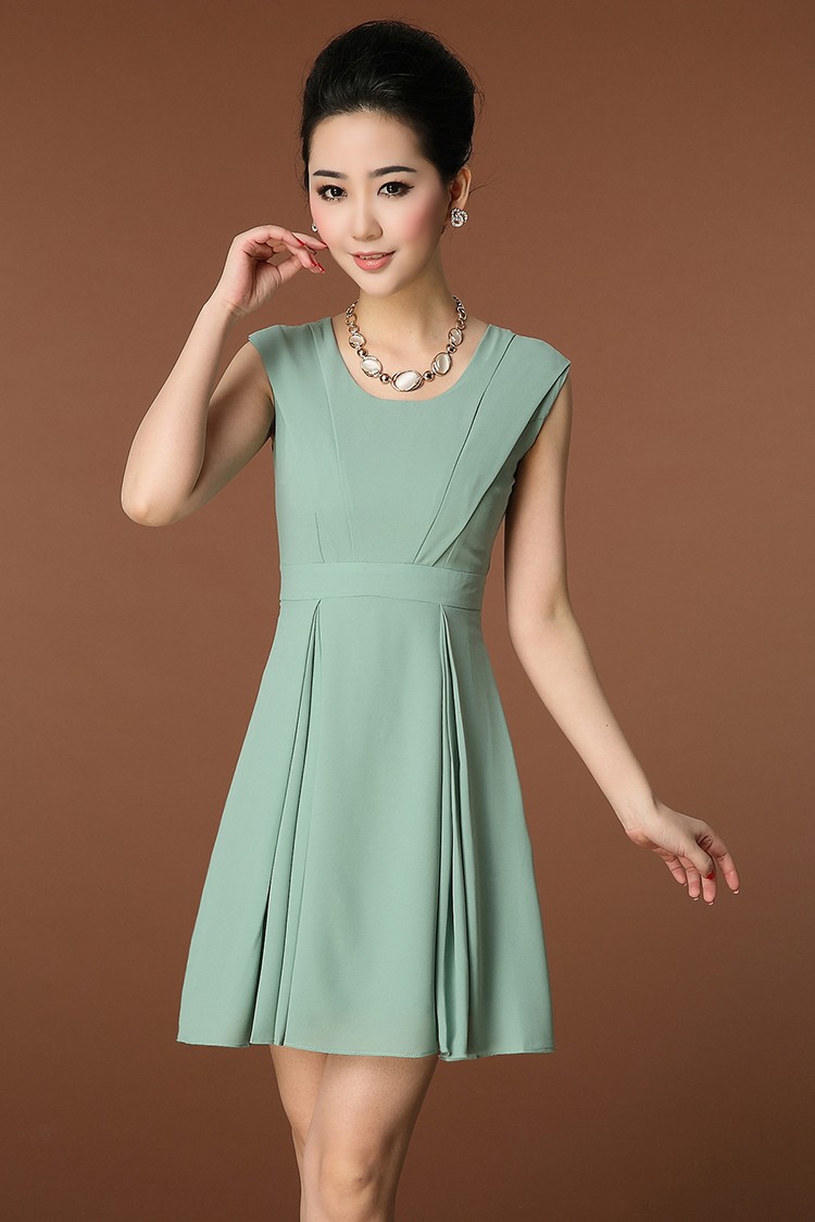 黛卡露欧美女装 修身拉链雪纺连衣裙公主裙 bl8886 天蓝色 s