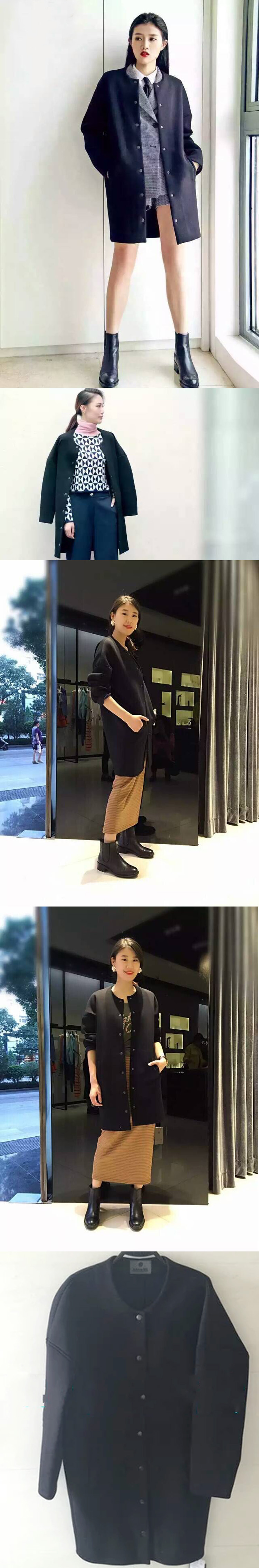 职业阿玛施特价女装专柜正品2015秋冬季新款女风衣5001-400520-3018522 黑色 S(2码)