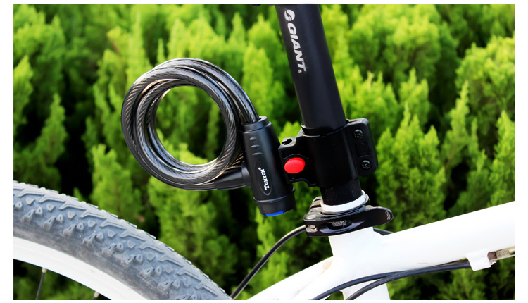 通用(tonyon)ty588 自行车锁山地车锁 钢丝锁 防盗单车锁带锁架 黑色