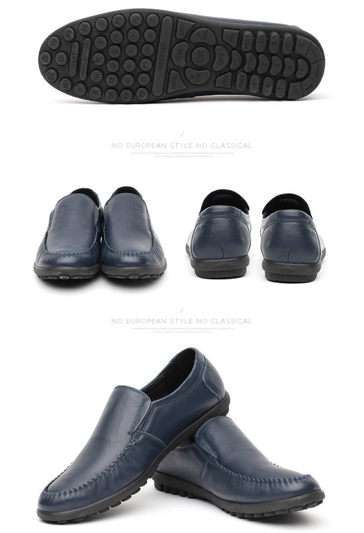 卡帝乐鳄鱼新款休闲鞋商务男士套脚真皮职场男鞋流行皮鞋 黑色 40