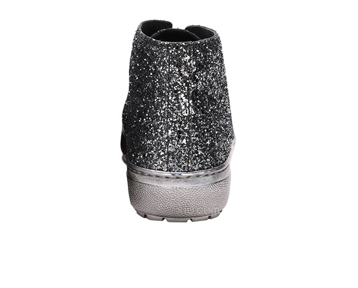 pinko 女士亮片真皮高帮鞋 银色 37