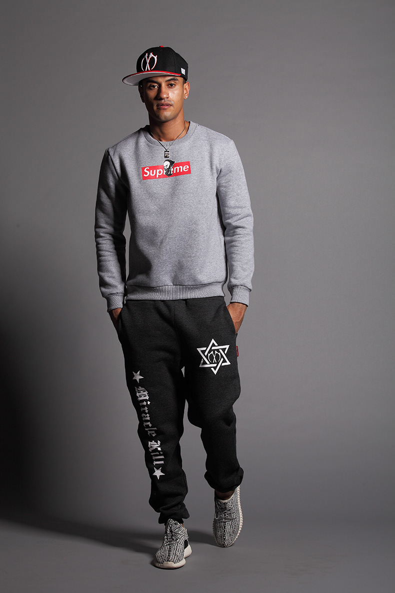 miracle kill2015秋冬新款六芒星哥特字母加绒加厚收