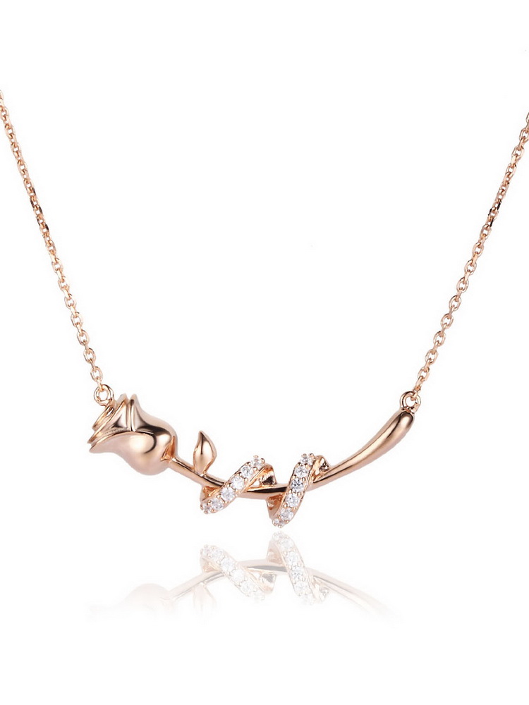 蔻斯琦(agovski)s925银镀金镶施华洛世奇宝石优雅郁金香项链s141000