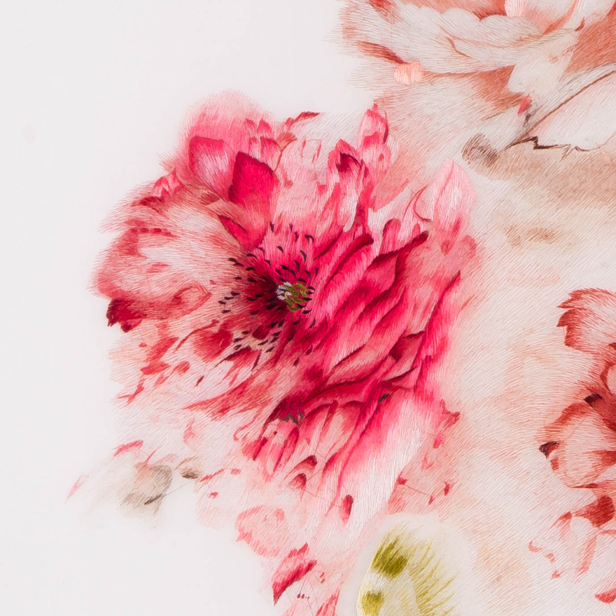 中级美术师张琳苏绣真丝《陈志才花鸟》乱针绣 【天工艺品 】