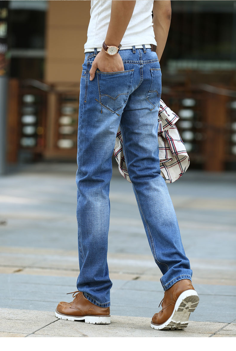 男士牛仔裤秋冬新款青年修身直筒商务休闲韩版潮流牛仔长裤子男 深