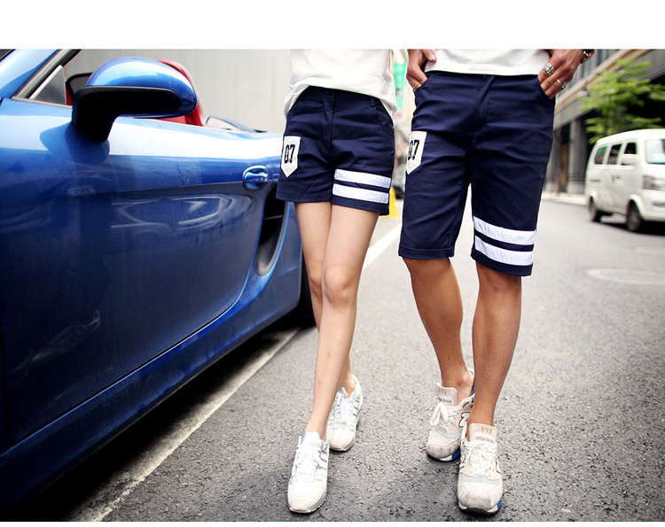 佐恩卡特2016新款情侣裤女夏短裤条纹休闲五分裤8231 男款蓝 l