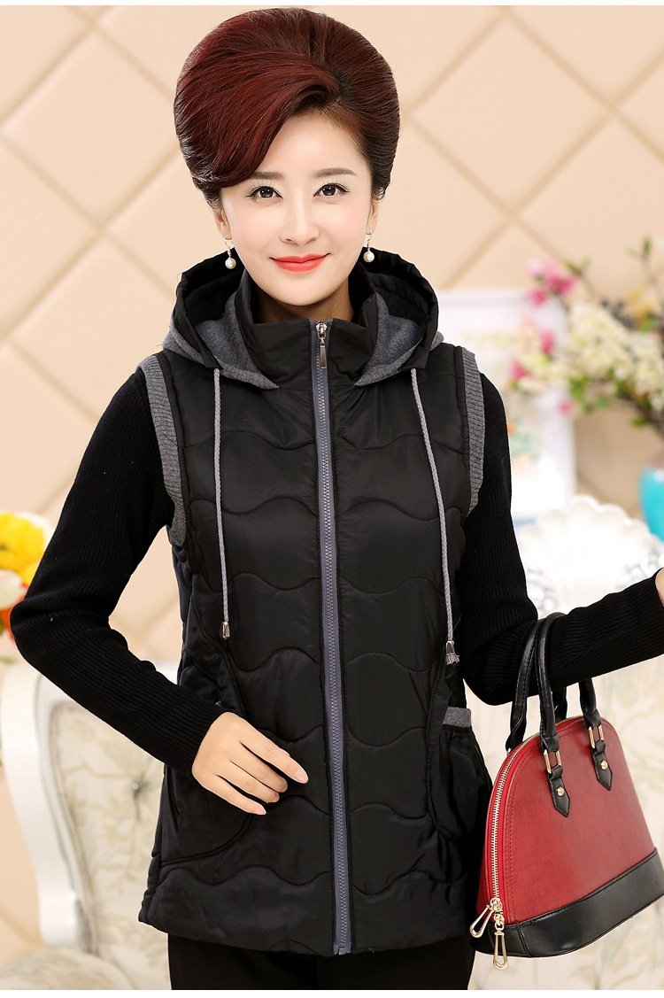 涌进 2015秋冬装女装马夹加厚保暖休闲女士马甲外套 黑色7028 XXXL