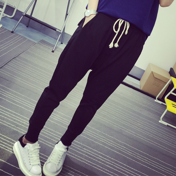 
                                        秋冬款休闲长裤卫裤显瘦运动裤厚款哈伦裤女宽松学生小脚裤韩版潮 黑色加绒款 XXL                