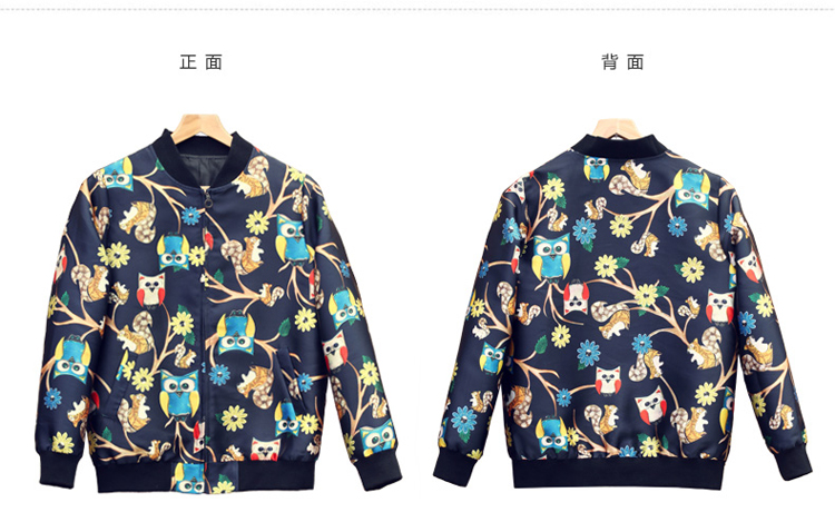 
                                        画骨春秋女装短外套女棒球服夹克印花图案女款棒球衫HG1570 黑色 M                