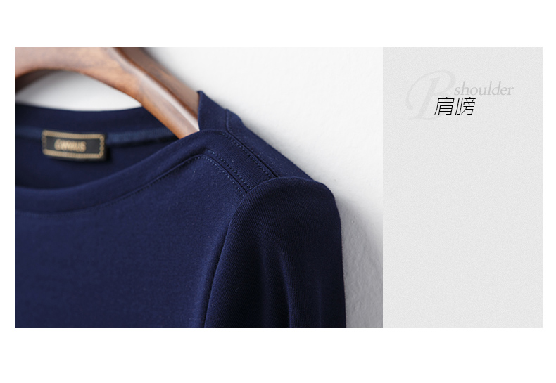 
                                        CANVAUS 棉纯色长袖T恤女一字领黑色春修身大码打底衫F132A 黑色 XXL                