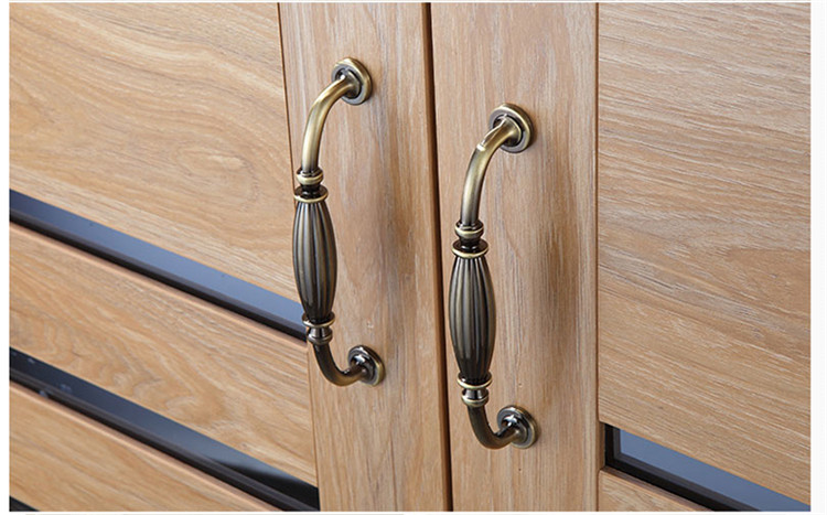 高档美式书柜橱柜门拉手仿古铜黑色五金柜子欧式家具抽屉橱门把手