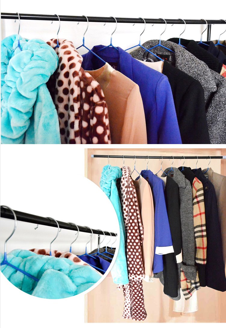 
                                        艾能 成人晾衣服架  家用衣架衣服撑子 洗衣架 蓝色 30支装                