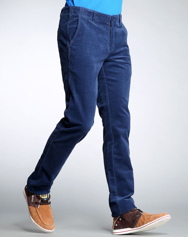 铁狮丹顿testantin 粗条绒加厚保暖弹力舒适斜插袋休闲裤 蓝色 39