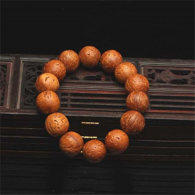 碧风阁 桃核圆珠手链男女本命年桃木手串 16颗