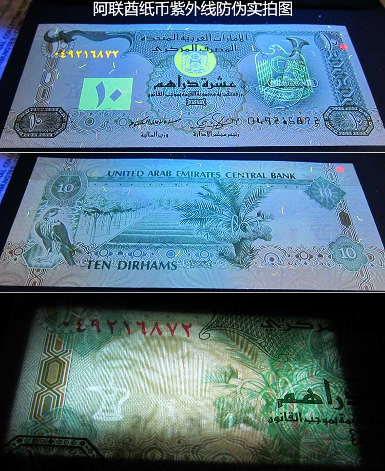聚优尚外国钱币 全新unc亚洲阿联酋纸币外币收藏品 5-10迪拉姆2枚纸钞