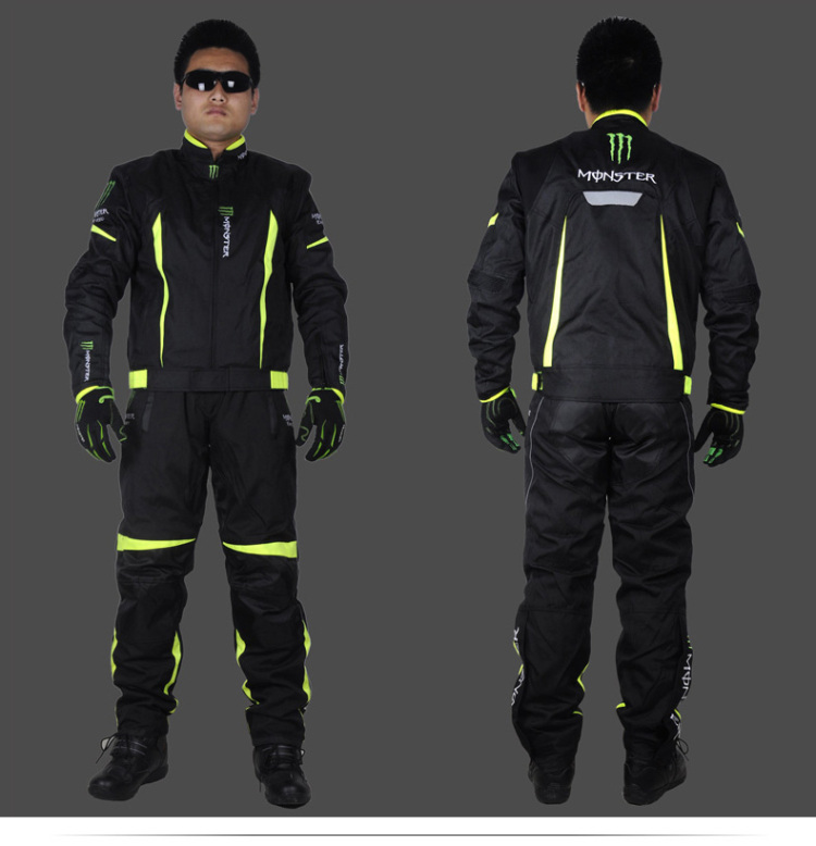 服保暖摩托车服牛津布夹克赛车服 男 耐摔机车服四季通用 黑色套装 m