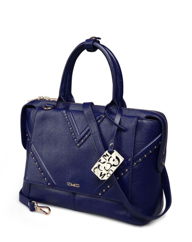 高美高comico 深蓝色柳钉手提斜跨包女包c5031 深蓝色 均码