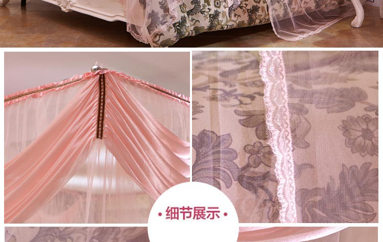 【情趣家纺 】蚊帐 落地伸缩钓鱼式蚊帐 加密不锈钢支架 宫庭式蚊帐 三开门加高蚊帐 A09 A09-玉 2*2.2m床支架32mm