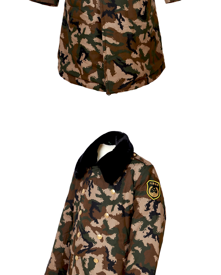 狼石 城市迷彩大衣 羊毛军大衣 整张羊皮大衣 防寒大衣 军大衣 军迷