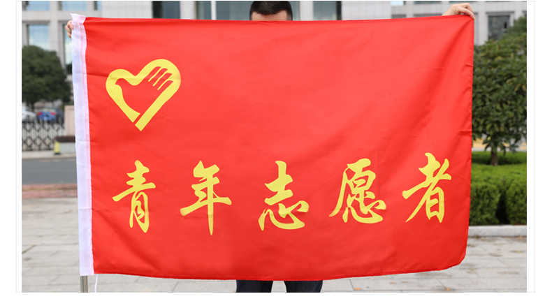 春亚纺中国青年志愿者旗帜 志愿者帽子徽章 马口铁胸徽{5个装}