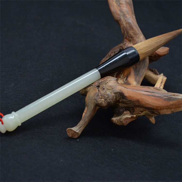碧凤阁 和田玉碧玉笔 白玉文房四宝玉石书房摆件 白玉款