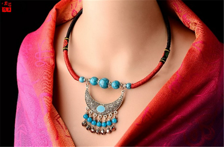 其石很美 民族风复古饰品银吊坠女手工锁骨项圈项链 项链